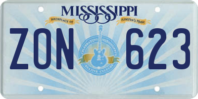 MS license plate ZON623