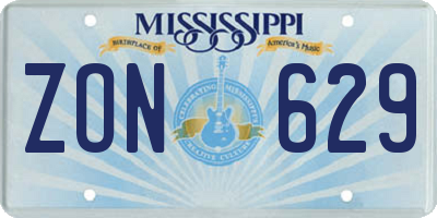 MS license plate ZON629