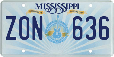 MS license plate ZON636