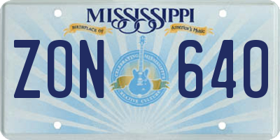 MS license plate ZON640