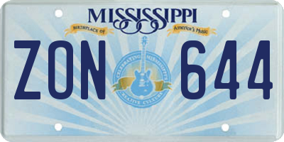 MS license plate ZON644