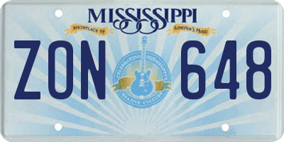 MS license plate ZON648