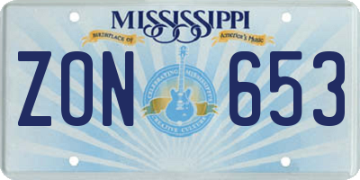 MS license plate ZON653