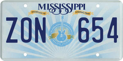 MS license plate ZON654