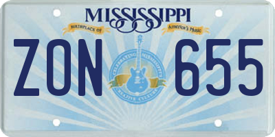 MS license plate ZON655