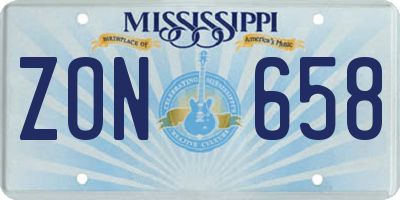MS license plate ZON658