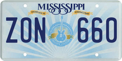 MS license plate ZON660