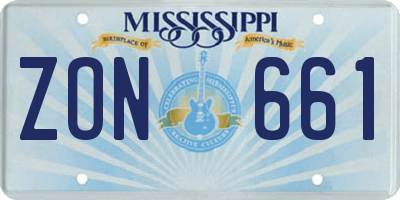 MS license plate ZON661