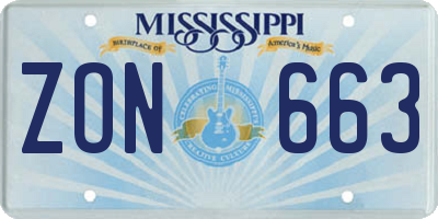 MS license plate ZON663
