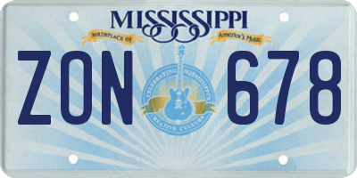 MS license plate ZON678