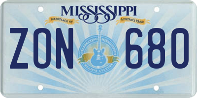MS license plate ZON680