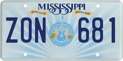 MS license plate ZON681
