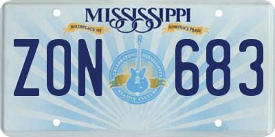 MS license plate ZON683