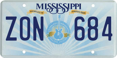 MS license plate ZON684
