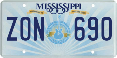 MS license plate ZON690