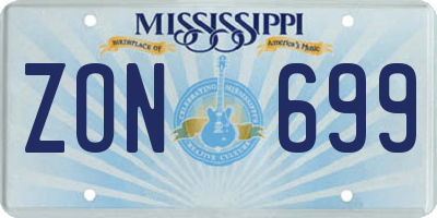 MS license plate ZON699