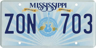 MS license plate ZON703