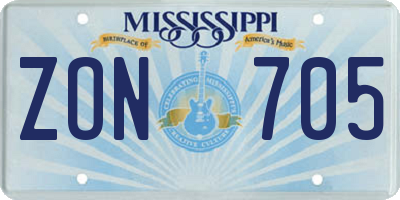MS license plate ZON705