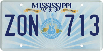 MS license plate ZON713