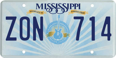 MS license plate ZON714