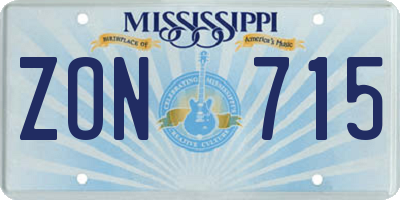 MS license plate ZON715