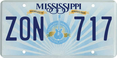 MS license plate ZON717