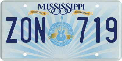 MS license plate ZON719