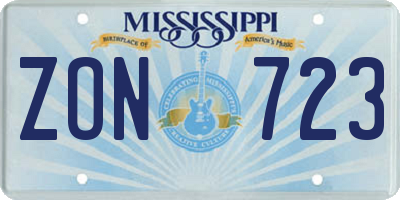 MS license plate ZON723
