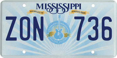MS license plate ZON736