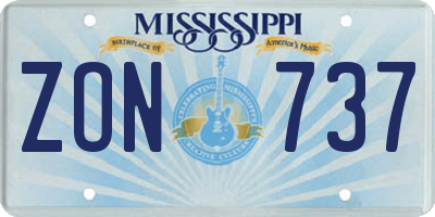 MS license plate ZON737