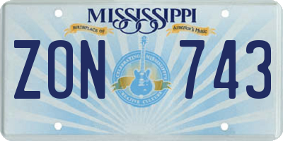 MS license plate ZON743