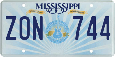 MS license plate ZON744