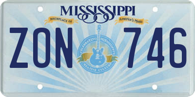 MS license plate ZON746