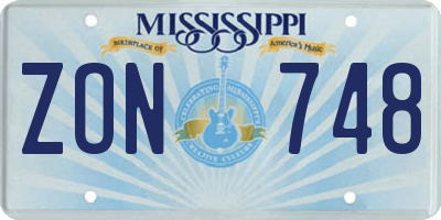 MS license plate ZON748