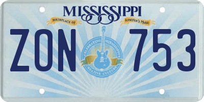 MS license plate ZON753