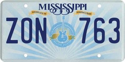 MS license plate ZON763