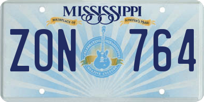 MS license plate ZON764