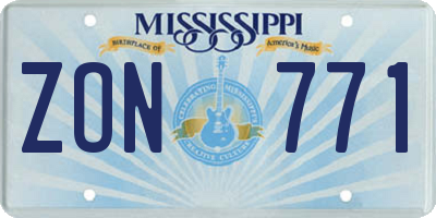 MS license plate ZON771