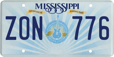 MS license plate ZON776