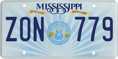 MS license plate ZON779