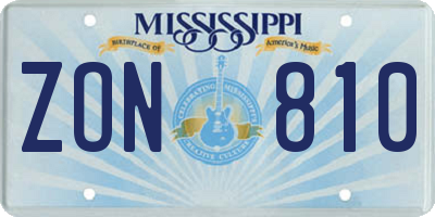 MS license plate ZON810