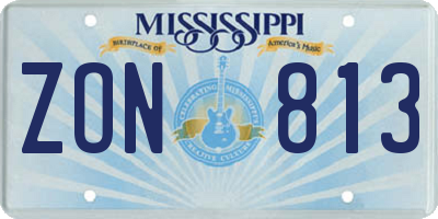 MS license plate ZON813