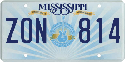 MS license plate ZON814