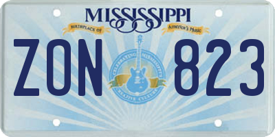 MS license plate ZON823