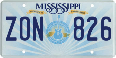 MS license plate ZON826
