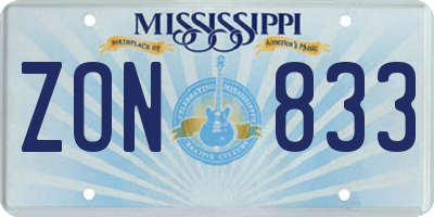 MS license plate ZON833