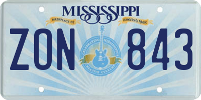 MS license plate ZON843