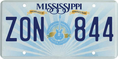 MS license plate ZON844