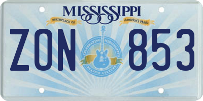 MS license plate ZON853