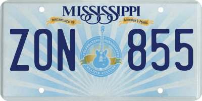 MS license plate ZON855